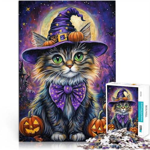 1000-teiliges Puzzle für Teenager Halloween-Katze Geschenke zum Suchbegriff: Herausfordernde Spiele Geschenk zum Geburtstag 26x38cm von BKDNNUJR