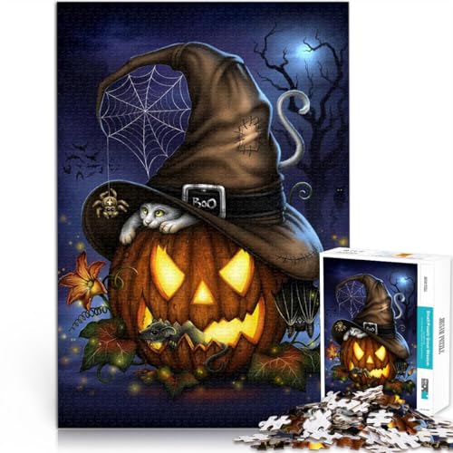 1000-teiliges Puzzle für Teenager Halloween-Kürbislaterne Lernspielzeug für die ganze Familie Geeignet für die Schreibtischdekoration 50x70cm von BKDNNUJR