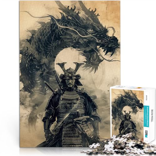 1000-teiliges Puzzle für Teenager Japanischer Samurai-Drache lustige Spiele für die ganze Familie Lustiges Geschenk 26x38cm von BKDNNUJR