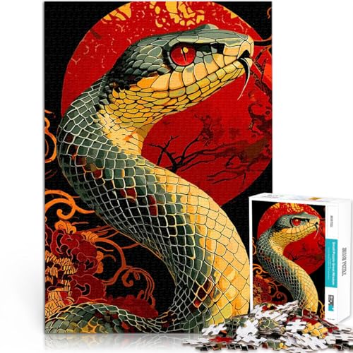 1000-teiliges Puzzle für Teenager Japanisches Schlangentattoo Anspruchsvolles Spiel und Familienspaß Wohnkunstdekor 26x38cm von BKDNNUJR