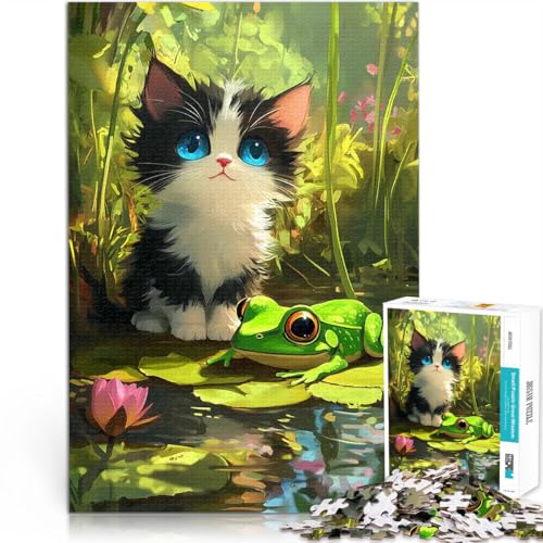 1000-teiliges Puzzle für Teenager Kätzchen und Frosch am Teich Anspruchsvolles Spiel und Familienspaß Geburtstagsgeschenke 50x70cm 1000-teiliges Puzzle für Teenager Kätzchen und Frosch am Teich Anspruchsvolles Spiel und Familienspaß Geburtstagsgeschenke 50x70cm von BKDNNUJR
