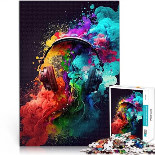 1000-teiliges Puzzle für Teenager Kopfhörermusik lustige Spiele für die ganze Familie eignet ganze Familie 26x38cm von BKDNNUJR