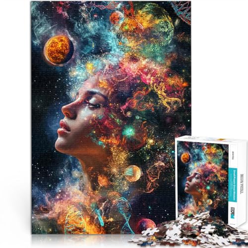 1000-teiliges Puzzle für Teenager Kosmische Frau Spielzeug-Intellektuelles Spiel denn eignet ganze Familie 26x38cm von BKDNNUJR