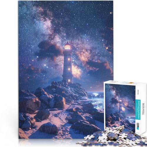 1000-teiliges Puzzle für Teenager Leuchtturm unter der Milchstraße Denkspiel mit vollständig ineinander greifenden, zufällig geformten Teilen 26x38cm 1000-teiliges Puzzle für Teenager Leuchtturm unter der Milchstraße Denkspiel mit vollständig ineinander greifenden, zufällig geformten Teilen 26x38cm von BKDNNUJR