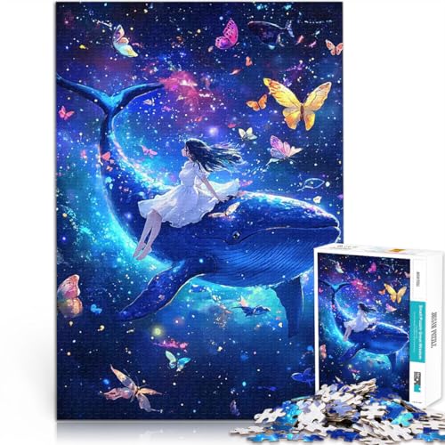 1000-teiliges Puzzle für Teenager Mädchen auf Wal mit Schmetterlingen Denkspiel denn eignet ganze Familie 50x70cm von BKDNNUJR