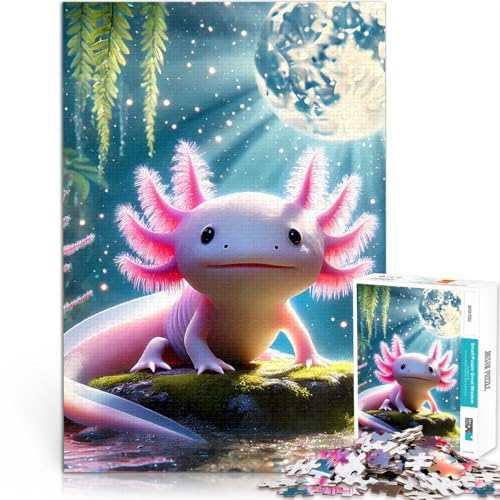 1000-teiliges Puzzle für Teenager Niedlicher Axolotl im Mondlicht Lernspiele Wanddekoration Einzigartige Geburtstags 26x38cm von BKDNNUJR