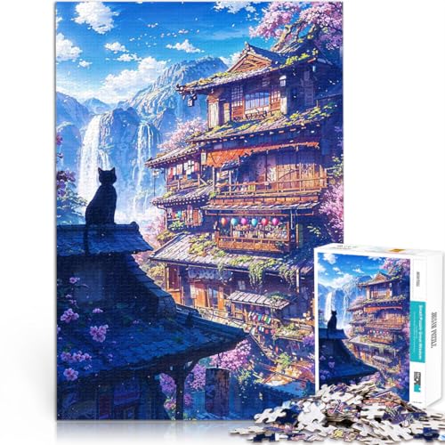 1000-teiliges Puzzle für Teenager Sakura Anime Katze Japanisch Stressabbau Schwierige Herausforderung Heimdekoration Spielzeug 26x38cm 1000-teiliges Puzzle für Teenager Sakura Anime Katze Japanisch Stressabbau Schwierige Herausforderung Heimdekoration Spielzeug 26x38cm von BKDNNUJR