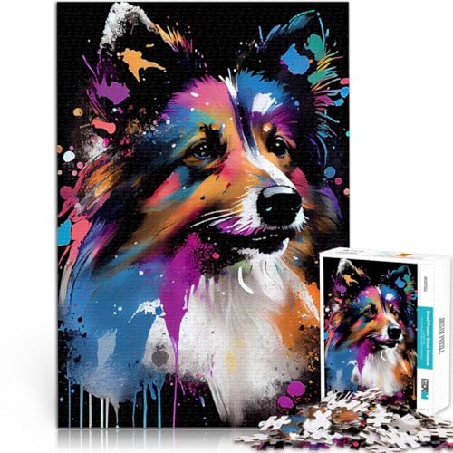 1000-teiliges Puzzle für Teenager Shetland Sheepdog Mini Col Lernspielzeug für die ganze Familie Geburtstagsgeschenk 26x38cm von BKDNNUJR