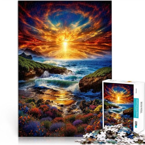 1000-teiliges Puzzle für Teenager Sonnenuntergang Meereslandschaft Handgeschwindigkeitswettbewerb Tolles Geschenk für Spiele 26x38cm von BKDNNUJR