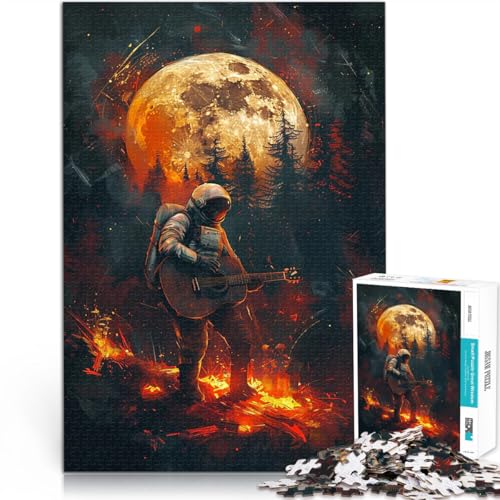 1000-teiliges Teenager-Puzzle Astronaut spielt Gitarre Spielzeug Lernspiele Stressabbau Geburtstagsgeschenk, Geschenke, Wandkunst 50x70cm von BKDNNUJR