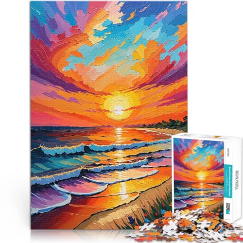 1000-teiliges Teenager-Puzzle Atemberaubender Sonnenuntergang am Strand Lernspiele Heimdekoration Tolles Geschenk für Spiele 26x38cm von BKDNNUJR