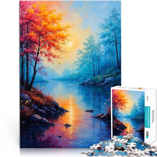 1000-teiliges Teenager-Puzzle Herbst Sonnenuntergang Fluss Spielzeug für die ganze Familie Tolle Geschenke und Spielzeuge 26x38cm 1000-teiliges Teenager-Puzzle Herbst Sonnenuntergang Fluss Spielzeug für die ganze Familie Tolle Geschenke und Spielzeuge 26x38cm von BKDNNUJR