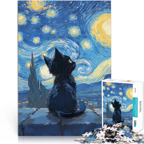 1000-teiliges Teenager-Puzzle Katze unter Sternennacht Spielzeug Lernspiele Stressabbau einzigartiges Herausforderungsspiel 50x70cm 1000-teiliges Teenager-Puzzle Katze unter Sternennacht Spielzeug Lernspiele Stressabbau einzigartiges Herausforderungsspiel 50x70cm von BKDNNUJR