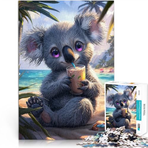 1000-teiliges Teenager-Puzzle Niedlicher Koala am Strand Spielzeug-Intellektuelles Spiel Künstlersammlung, Bildende Kunst 50x70cm von BKDNNUJR