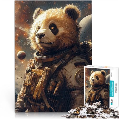 1000-teiliges Teenager-Puzzle Panda-Astronaut im Weltraum Vintage Stressabbau-Spielzeug Künstlersammlung, Bildende Kunst 50x70cm von BKDNNUJR
