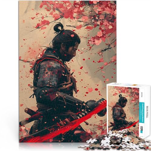 1000-teiliges Teenager-Puzzle Samurai-Krieger in Sakura für Lernspiel-Herausforderungsspielzeug Einzigartige Wohndekoration und Geschenke 50x70cm 1000-teiliges Teenager-Puzzle Samurai-Krieger in Sakura für Lernspiel-Herausforderungsspielzeug Einzigartige Wohndekoration und Geschenke 50x70cm von BKDNNUJR