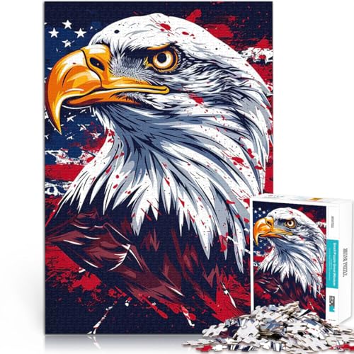Puzzle 1000 Teile für Erwachsene Amerikanische Flagge mit Adler Lernspielzeug mit vollständig ineinander greifenden, zufällig geformten Teilen 50x70cm von BKDNNUJR
