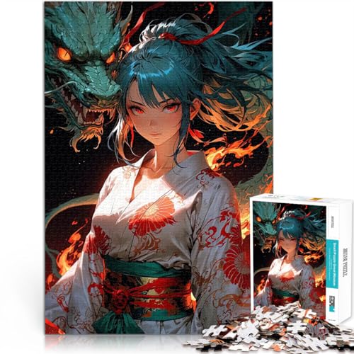 Puzzle 1000 Teile für Erwachsene Anime-Mädchen mit Drachen Lernspielzeug für die ganze Familie Geburtstagsgeschenk, Geschenke, Wandkunst 50x70cm von BKDNNUJR