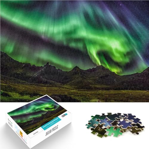 Puzzle 1000 Teile für Erwachsene Aurora Borealis Island Stressabbau Schwierige Herausforderung Tolle Geschenke und Spielzeuge 26x38cm von BKDNNUJR