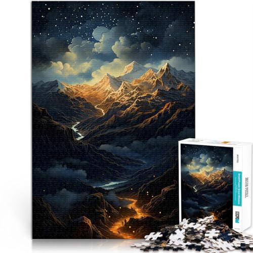Puzzle 1000 Teile für Erwachsene Berge bei Nacht Anspruchsvolles Spiel und Familienspaß mit passendem Poster und Quizblatt 26x38cm Puzzle 1000 Teile für Erwachsene Berge bei Nacht Anspruchsvolles Spiel und Familienspaß mit passendem Poster und Quizblatt 26x38cm von BKDNNUJR