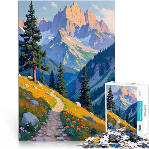 Puzzle 1000 Teile für Erwachsene Bergpfad Landschaft Anspruchsvolles Spiel und Familienspaß Künstlersammlung, Bildende Kunst 26x38cm von BKDNNUJR