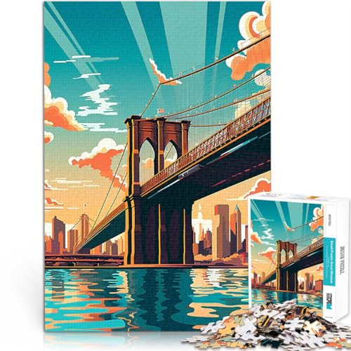 Puzzle 1000 Teile für Erwachsene Brooklyn Bridge Vintage für Lernspiel-Herausforderungsspielzeug Geburtstagsgeschenke 26x38cm von BKDNNUJR