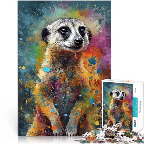Puzzle 1000 Teile für Erwachsene Erdmännchen-Gemälde Geschenke zum Suchbegriff: Herausfordernde Spiele Tolles Geschenk für Spiele 26x38cm von BKDNNUJR