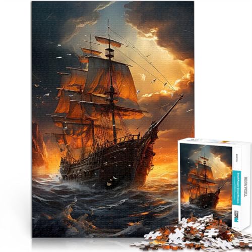 Puzzle 1000 Teile für Erwachsene Fantasie-Piratenschiff Spielzeug Lernspiele Stressabbau einzigartiges Herausforderungsspiel 26x38cm Puzzle 1000 Teile für Erwachsene Fantasie-Piratenschiff Spielzeug Lernspiele Stressabbau einzigartiges Herausforderungsspiel 26x38cm von BKDNNUJR