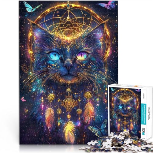 Puzzle 1000 Teile für Erwachsene Fantasie-Zauberkatze für Lernspiel-Herausforderungsspielzeug Geeignet für die Schreibtischdekoration 26x38cm von BKDNNUJR