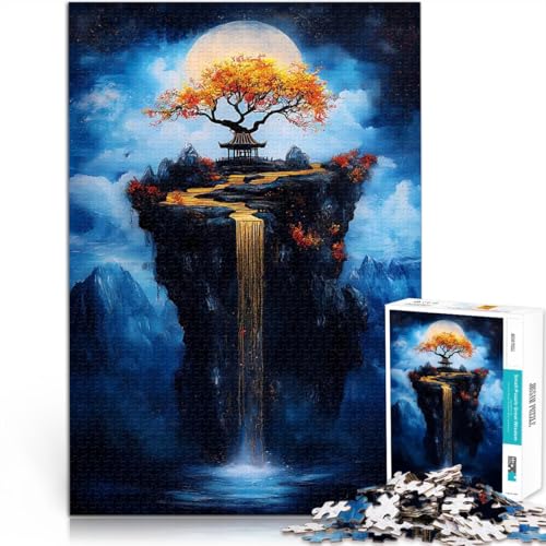 Puzzle 1000 Teile für Erwachsene Goldene Wasserfall-Fantasie Spielzeug Lernspiele Stressabbau Lernspiel für Geburtstag, Weihnachten 26x38cm von BKDNNUJR