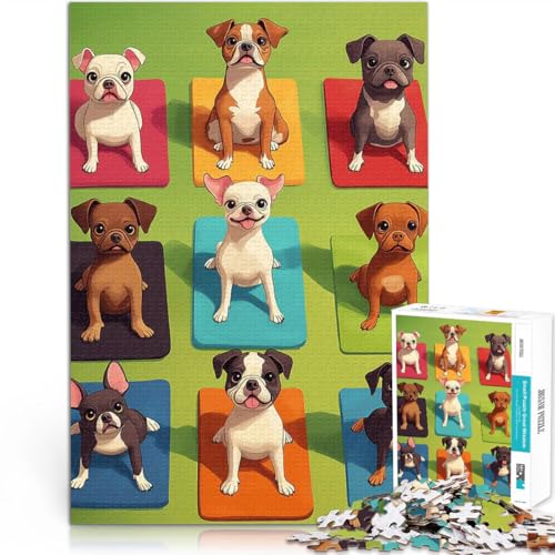 Puzzle 1000 Teile für Erwachsene Hunde Machen Yoga Dekomprimierendes intellektuelles Lernspielzeug Heimdekoration Spielzeug 26x38cm von BKDNNUJR