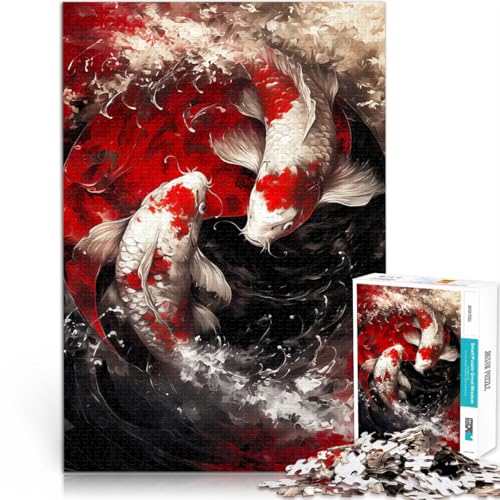 Puzzle 1000 Teile für Erwachsene Koi-Fisch Yin und Yang Anspruchsvolles Spiel und Familienspaß Wunschliste mit dem Weihnachtsmann 26x38cm von BKDNNUJR