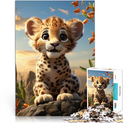 Puzzle 1000 Teile für Erwachsene Leopardenbaby Helfen Sie dem Gehirn, süchtig machende Spielzeuge zu trainieren, um Geduld zu entwickeln Wichtelgeschenke 50x70cm von BKDNNUJR