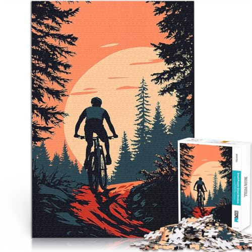 Puzzle 1000 Teile für Erwachsene Mountainbiken Sonnenuntergang Anspruchsvolles Spiel und Familienspaß tolles Geschenk 26x38cm von BKDNNUJR