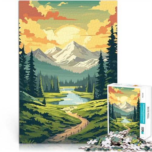 Puzzle 1000 Teile für Erwachsene Retro Berg Vintage Trainieren Sie Ihr Gehirn und Ihre Hände Angebot als Geschenk für die ganze Familie 26x38cm von BKDNNUJR