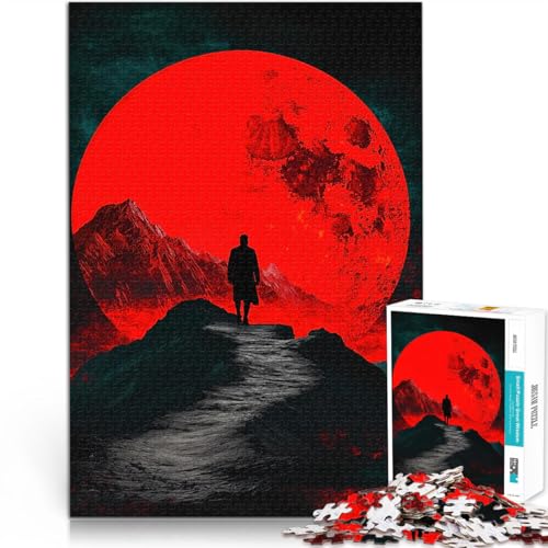 Puzzle 1000 Teile für Erwachsene Rote Mondlandschaft lustige Spiele für die ganze Familie Angebot als Geschenk für die ganze Familie 26x38cm von BKDNNUJR