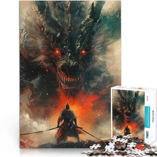 Puzzle 1000 Teile für Erwachsene Samurai-Drachen-Monster-Kunst Anspruchsvolles Spiel und Familienspaß Für Paare geeignet 26x38cm von BKDNNUJR