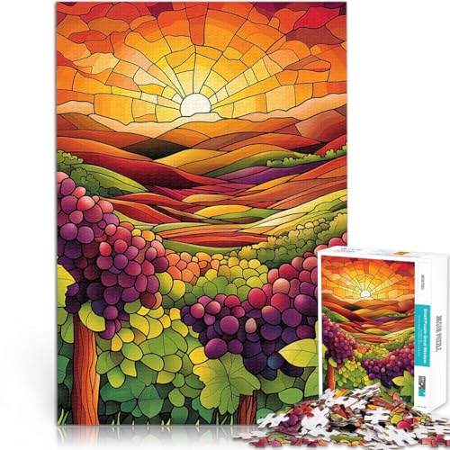 Puzzle 1000 Teile für Erwachsene Sonnenuntergangsweinberg für Lernspiel-Herausforderungsspielzeug Wichtelgeschenke 26x38cm von BKDNNUJR