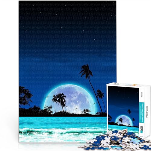 Puzzle 1000 Teile für Erwachsene Strand Mondlicht Geschenke zum Suchbegriff: Herausfordernde Spiele für Heimdekoration 26x38cm von BKDNNUJR