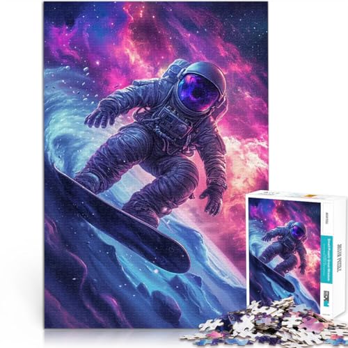 Puzzle 1000 Teile für Erwachsene Surfender Astronaut Anspruchsvolles Spiel und Familienspaß Geschenke für Freunde und Familie 26x38cm von BKDNNUJR