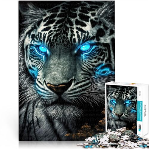 Puzzle 1000 Teile für Erwachsene Tiger mit blauen Augen Lernspielzeug für die ganze Familie Lernspiel für Geburtstag, Weihnachten 50x70cm von BKDNNUJR