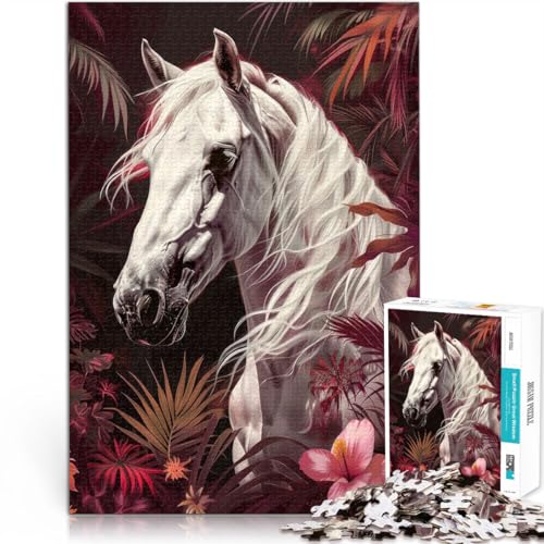 Puzzle 1000 Teile für Erwachsene Weißes arabisches Pferd Spielzeug-Intellektuelles Spiel Lernspiel für Geburtstag, Weihnachten 26x38cm von BKDNNUJR