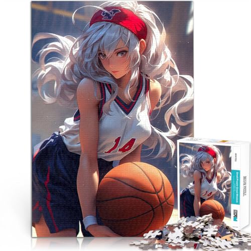 Puzzle 1000 Teile für Jugendliche Basketball-Dienstmädchen Dekomprimierendes intellektuelles Lernspielzeug Lustiges Geschenk 26x38cm von BKDNNUJR