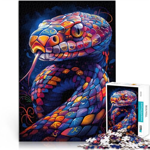 Puzzle 1000 Teile für Jugendliche Bunte Kobra-Schlange Lernspielzeug für die ganze Familie Einzigartige Wohndekoration und Geschenke 50x70cm von BKDNNUJR