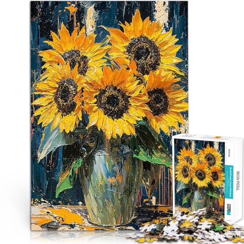 Puzzle 1000 Teile für Jugendliche Expressionistische Sonnenblumen – 7Kühne Neuinterpretation zeitgenössischer Kunst Analyse und Logik Geschenk zum Geburtstag 50x70cm von BKDNNUJR