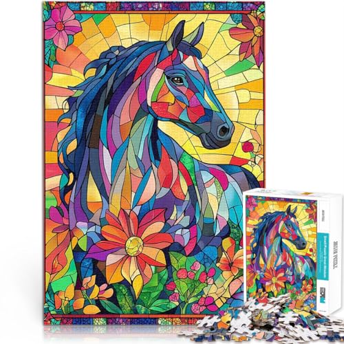 Puzzle 1000 Teile für Jugendliche Glasmalerei Pferd lustige Spiele für die ganze Familie mit passendem Poster und Quizblatt 50x70cm Puzzle 1000 Teile für Jugendliche Glasmalerei Pferd lustige Spiele für die ganze Familie mit passendem Poster und Quizblatt 50x70cm von BKDNNUJR