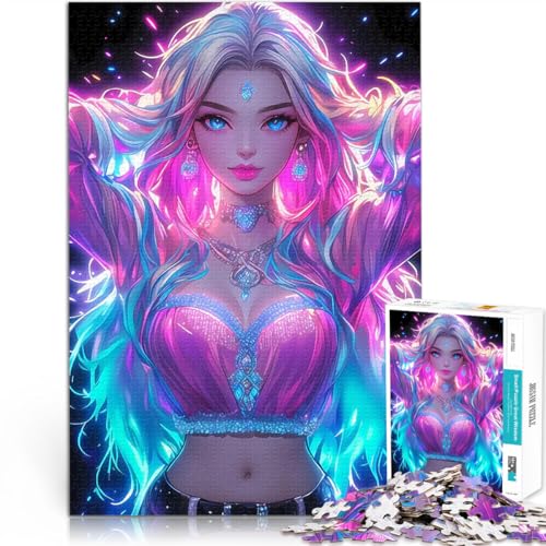 Puzzle 1000 Teile für Jugendliche Neon leuchtende Diva Pädagogisches Spielzeug zum Stressabbau Einzigartige Wohndekoration und Geschenke 26x38cm von BKDNNUJR