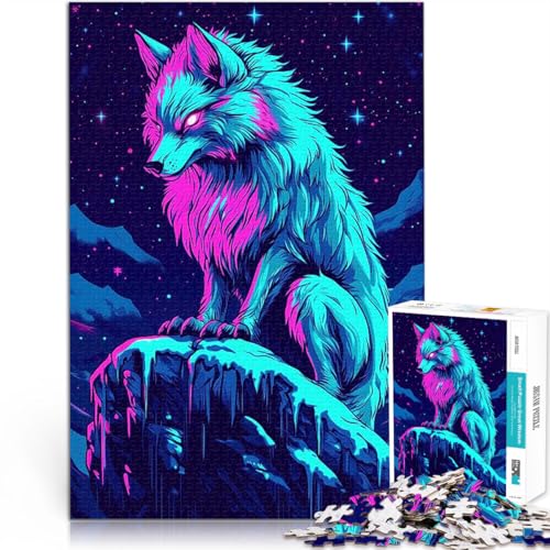 Puzzle 1000 Teile für Jugendliche Neonwolf im Nachthimmel Spielzeug-Intellektuelles Spiel Tolle Geschenke und Spielzeuge 26x38cm Puzzle 1000 Teile für Jugendliche Neonwolf im Nachthimmel Spielzeug-Intellektuelles Spiel Tolle Geschenke und Spielzeuge 26x38cm von BKDNNUJR