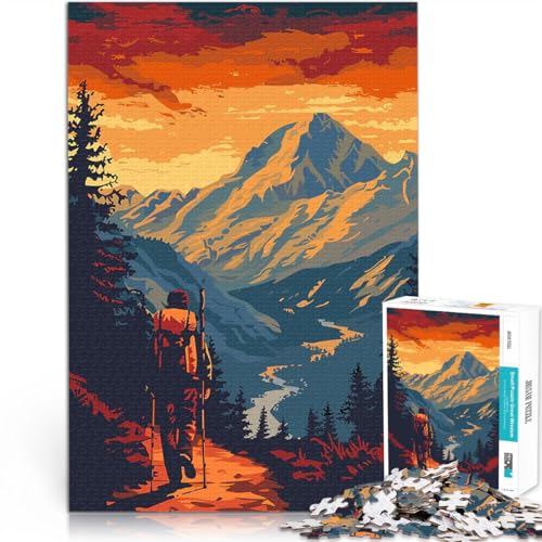 Puzzle 1000 Teile für Jugendliche Retro Bergwandern für Lernspiel-Herausforderungsspielzeug Geschenke für Freunde und Familie 26x38cm von BKDNNUJR