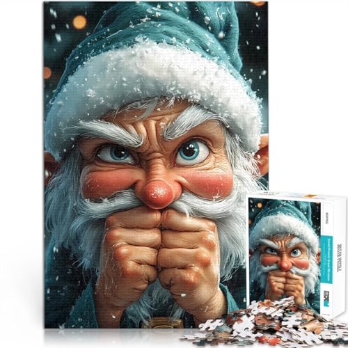 Puzzle 1000 Teile für Jugendliche Wütender Weihnachtself Lustig Pädagogisches Familienspiel Tolle Geschenke und Spielzeuge 26x38cm von BKDNNUJR